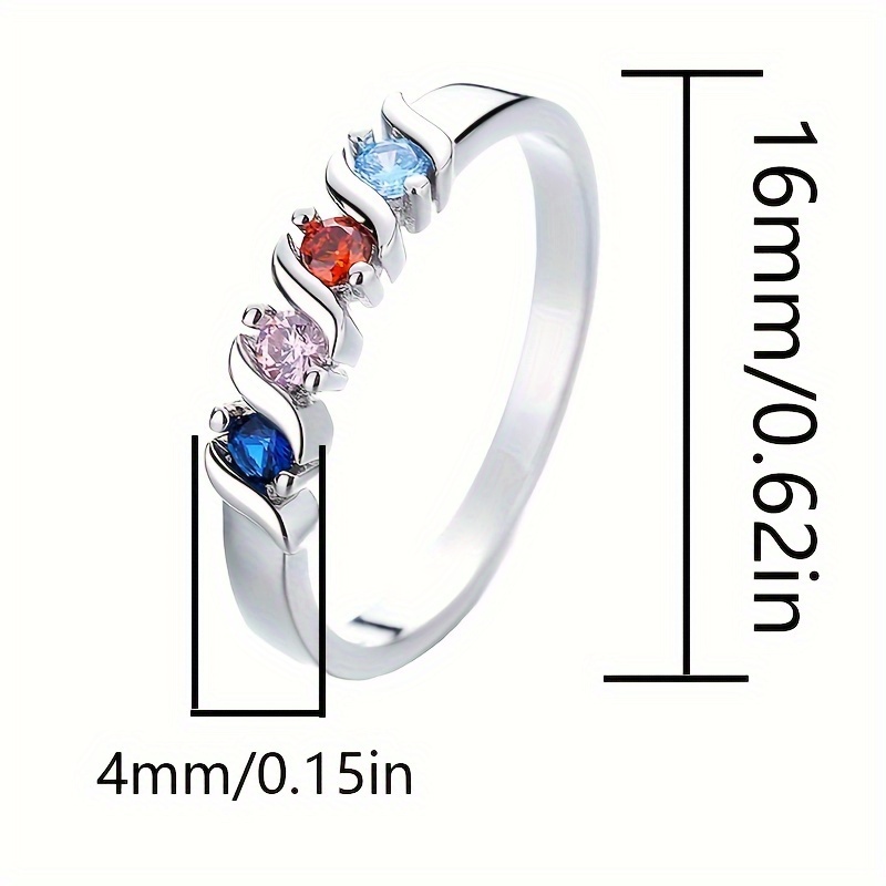 Multicolor Cz Geometric Rainbow Stackable Ring for Women